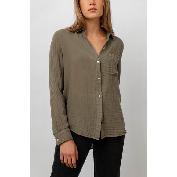 Rails Tops - RAILS Ellis Green Canteen Womens Button Down Long Sleeve Cotton Shirt NWT